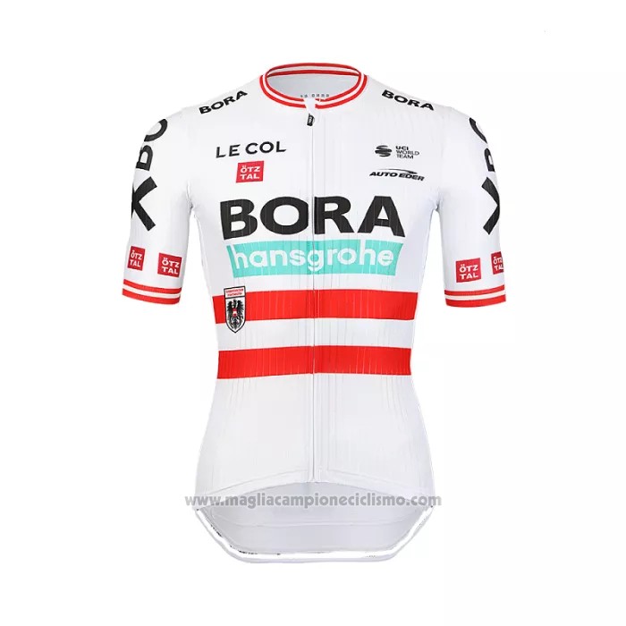 2022 Abbigliamento Ciclismo Bora-Hansgrone Rosso Bianco Manica Corta e Salopette